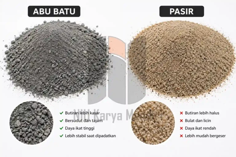 Abu Batu untuk Grass Block Perbandingan abu batu dan pasir