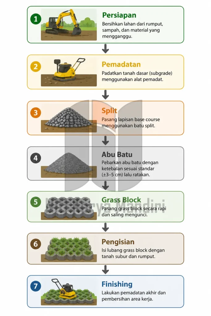 Abu Batu untuk Grass Block Proses pembangunan taman langkah demi langkah