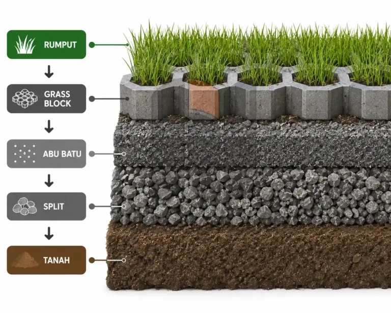 Abu Batu untuk Grass Block Struktur lapisan permukaan rumput blok