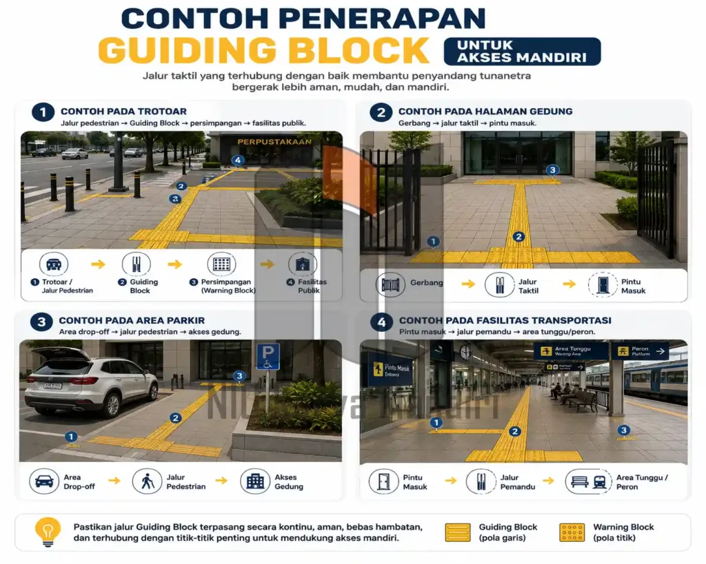 Akses Mandiri Tunanetra dengan Guiding Block Contoh Penerapan Guiding Block