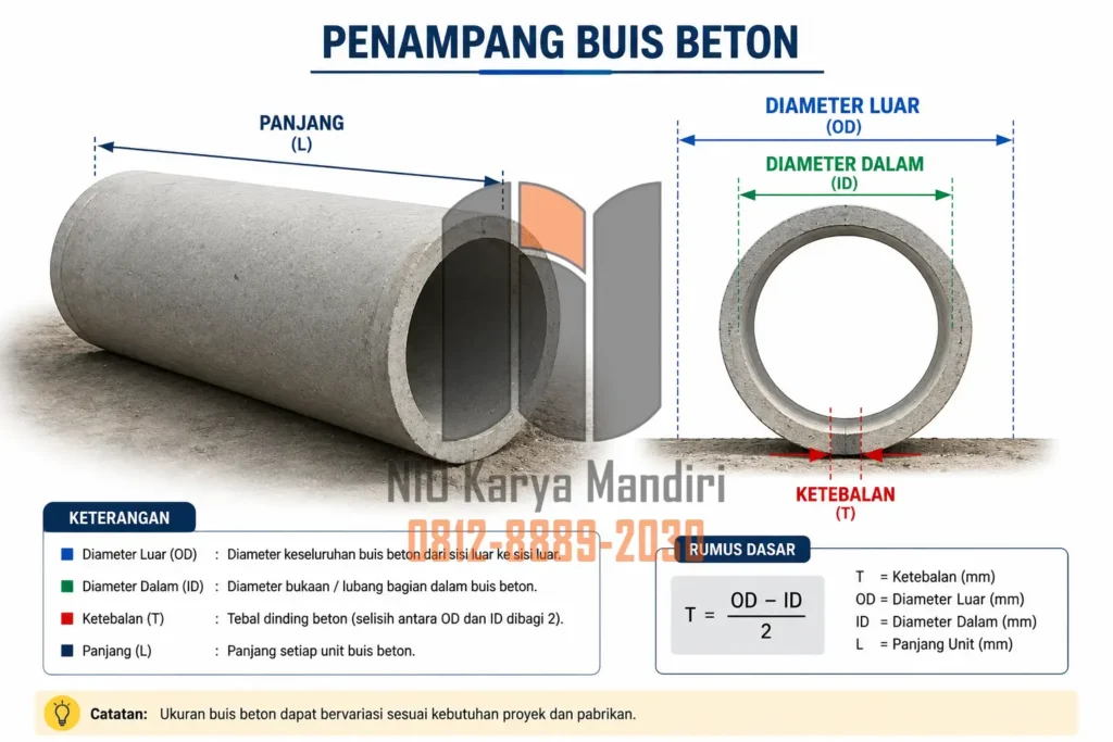 Penampang Buis Beton Dimensi dan Rumus