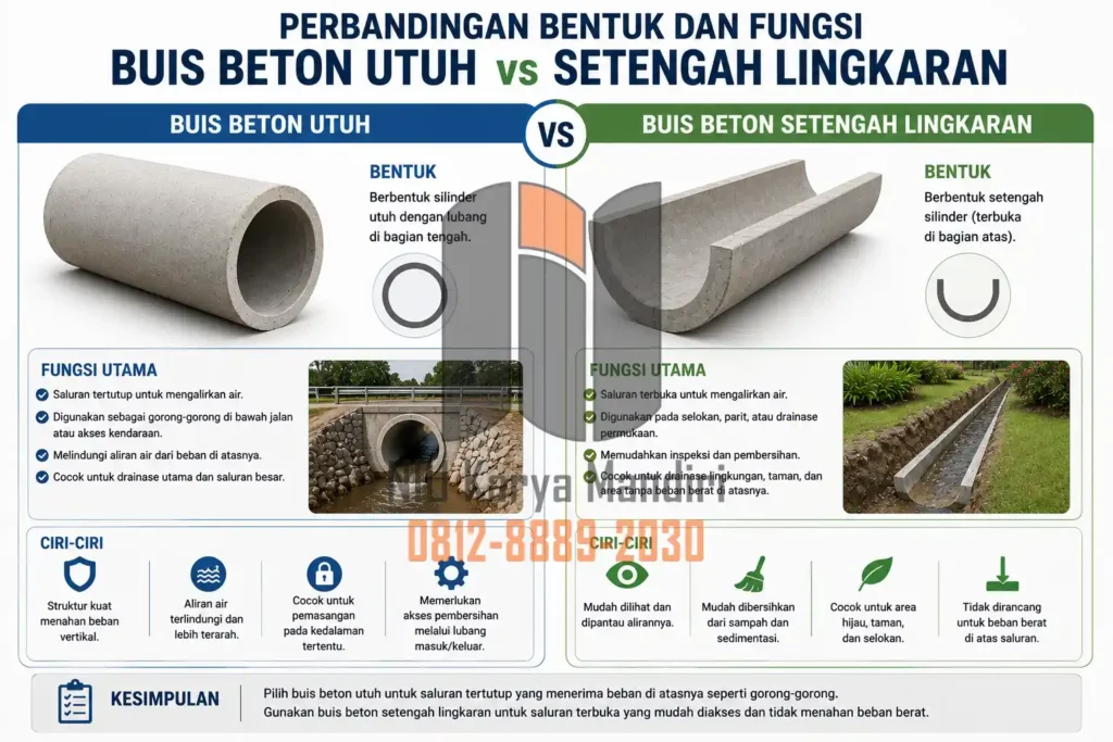 Perbandingan Buis Beton Utuh dan Setengah Lingkaran